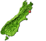 South Island map showing Kaikoura
